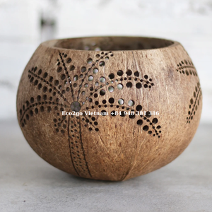 Porte-bougie en coquille de noix de coco naturelle/lanterne en noix de coco fabriquée par Eco2go Vietnam avec vente en gros et de haute qualité - Product Image 2