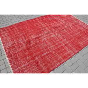 พรมวินเทจขนาดใหญ่ 5.5x8.5 ฟุต พรมปะติดสีแดงแบบตุรกี - Product Image 2