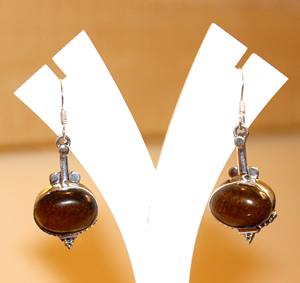 Boucles d'oreilles en ambre naturel 925 Sterling fabriquées à la main Turquoise diamant ethnique forme ovale pierres de cristal de guérison bijoux idée cadeau - Product Image 3