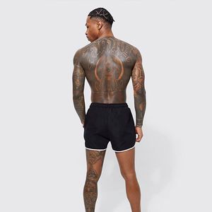 กางเกงว่ายน้ำขายตามสั่งแนวสตรีทของผู้ชายกางเกงขาสั้นผ้าโพลีเอสเตอร์อีลาสเทนแบบผูกเชือกสองกระเป๋าแนวโค้งแบบ2025 - Product Image 2