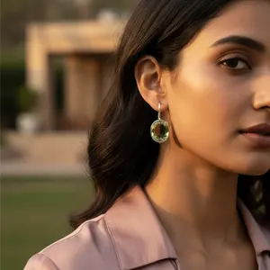 Pendientes de Plata 925 con Peridoto para Mujer, Chapados en Oro Rosa y Platino, Ideales para Bodas y Fiestas, con Piedras Preciosas, Regalo Perfecto - Product Image 2