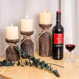 Candelabro Rústico de Madera Estilo Granja |   Portavelas Decorativo - Product Image 3