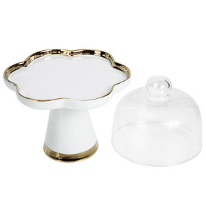 HIGH QUALITY HANDCRAFTED CERAMIC SERVING DECORATIVE DESIGNER <b>CAKE</b> <b>STAND</b> <b>WITH</b> DECORATIVE <b>GLASS</b> <b>DOME</b> DESSERT <b>CAKE</b> <b>STAND</b> - Product Image 1