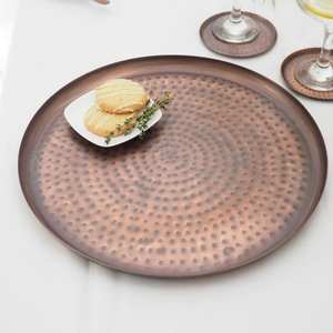 Top Selling Brass Indian Food Serving Platter Tray Handmade Hammered Copper Plating Iron Factory Wholesale <b>Metal</b> <b>Product</b> in Bulk - Product Image 4