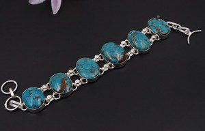 Handmade Sterling <b>Silver</b> Plated Turquoise Gemstone <b>Bracelet</b> Unique Jewelry Party Wear Gift Idea - Product Image 5