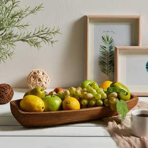 Bol à pâte en bois, 17.25 "x 8.8" bols à pâte en bois sculptés à la main pour décor fruits à pâte en bois décoratifs rustiques - Product Image 3