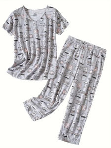 ชุดนอนสตรีแขนยาวผ้าคอตตอนโพลีเอสเตอร์ชุดนอนสองชิ้นใส่สบายออกแบบโลโก้ได้ตามต้องการ - Product Image 2