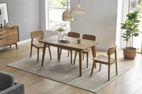 Ensemble de salle à manger moderne en bois d'acacia, bois massif, 4 chaises, finition naturelle, hauteur réglable, pliable, couleur personnalisable, meubles pour la maison