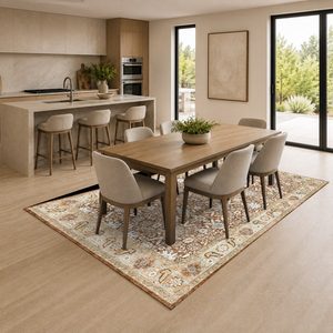 พรมเชนิลล์ลายเมดัลเลียนแบบดั้งเดิมสีเบจน้ำตาล รุ่น LXDP-0149 จาก RUGS DEPOT สำหรับขายส่ง พิมพ์ลายดิจิทัล ซักเครื่องได้ ไม่ลื่น - Product Image 4