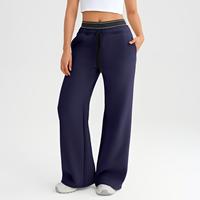 Vractive En gros Pantalon de jogging molletonné pour femme, coupe droite, double taille, décontracté, pour le sport et le streetwear