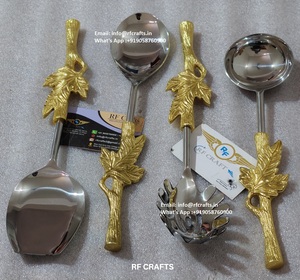 ชุดเครื่องใช้บนโต๊ะอาหารสีเงินสุดหรูเครื่องใช้ในครัวช้อนส้อมและช้อนอุปกรณ์รับประทานช้อนทอง - Product Image 4