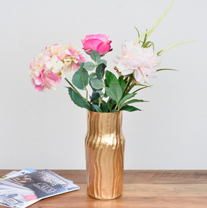Vintage Gold Plated Aluminum Metal Shaped Coastal Iron Flower <b>Vase</b> Simple Design Nordic Modern <b>Standing</b> Handmade Wedding Easter - Product Image 1