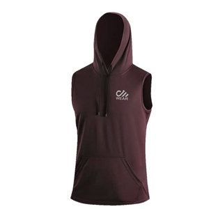 เสื้อฮู้ดแขนกุดสำหรับผู้ชายเสื้อมีฮู้ดผ้าคอตตอนผสมระบายอากาศออกแบบโลโก้ได้ตามต้องการ - Product Image 3