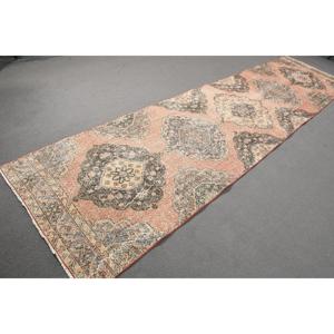 Vintage <b>Runner</b> Rug 3.3x13 ft, <b>Red</b> Gray Plants & trees Rug Wool - Product Image 3