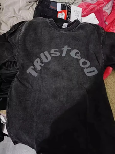 T-shirts vintage délavés à l'acide, col rond, 100 % coton épais, unisexe, basiques, coupe classique, manches courtes, décontractés, tricotés unis - Product Image 6