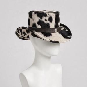 Sombrero de Vaquero de Cuero con Patrón de Piel de Vaca, Bordado a Mano, Unisex, para Fiestas Formales, Aire Libre, Cuatro Estaciones, Estilo Adulto - Product Image 3