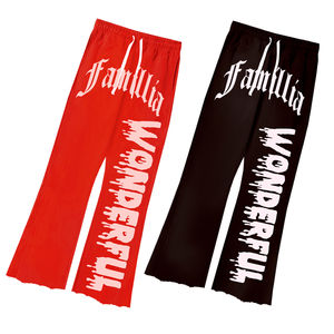 Venta al por mayor de pantalones de chándal acampanados con lavado ácido con logotipo personalizado, ropa de calle para hombre, pantalones de Jogger de color sólido de algodón de alta calidad, pantalones para hombre - Product Image 6