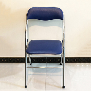 Minimalist Foldable Pu Leather Low-<b>Back</b> Stainless Steel Office <b>Chair</b> - Product Image 1