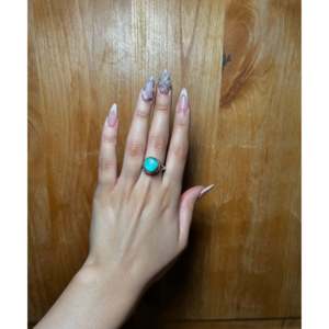 Scott Skeets High Grade Kingman Turquoise Platinum Sterling Silver <b>Adjustable</b> <b>Ring</b> Bezel Set Smooth Cut Boho for Everyday Wear - Product Image 4