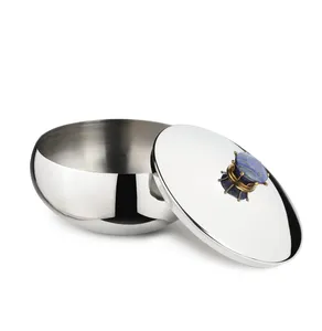 Bol de service zen asiatique en acier inoxydable poli Royal Lapiz, taille moyenne - Product Image 1