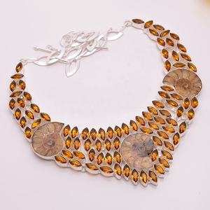 สร้อยคอเงิน925แข็ง,เครื่องประดับอัญมณีหลาย Ammonite ธรรมชาติ,สร้อยคอชุบเงิน - Product Image 2