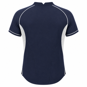 Camiseta Deportiva Personalizada Azul Marino con Paneles Laterales de Malla Blanca, Manga Corta, Fabricante de Uniformes Deportivos - Product Image 3