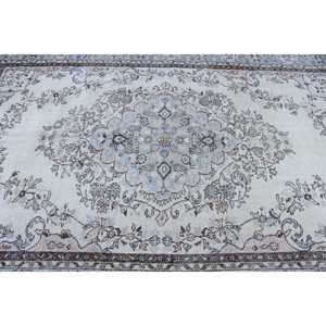 พรมวินเทจสไตล์ตุรกี ขนาด 6.1x9.8 ฟุต พรมขนาดใหญ่ สีขาวล้วน - Product Image 5