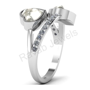 Anillo de piedras preciosas finas clásicas de Plata de Ley 925 para mujer, corazón de ópalo de dendrita, 8mm, fiesta de boda chapada en oro Vermeil eterno - Product Image 5