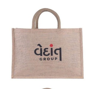 Sacs fourre-tout en lin laminé écologique personnalisés de qualité supérieure sacs d'épicerie réutilisables en toile pour la plage avec logo publicitaire - Product Image 1