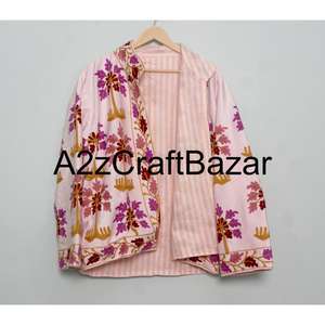 Most Selling <b>Velvet</b> <b>Jacket</b> 100% Cotton Knitted Fabric Embroidered Floral Pattern Eco-Friendly Breathable Quick winter - Product Image 6