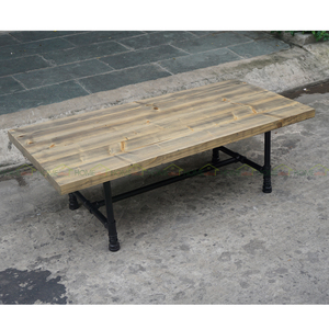 Handmade Industrial Style <b>Pine</b> Wood Living Room Coffee <b>Table</b> Convertible Oak Tea <b>Table</b> with Pipe Legs-TT68006 - Product Image 2
