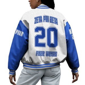 Zeta Phi Beta 1920 Grec Vie Sororité ZPB Bleu Blanc Varsity Letterman Veste Chenille Patch Fondateurs Day Wear - Product Image 2