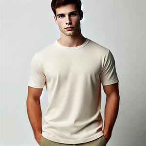 100% Cotton <b>Men's</b> T-Shirts US/EU Size 180gsm Short Sleeve Regular Fit Breathable <b>Turtleneck</b> - Product Image 5