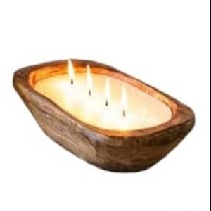 Bol à bougie en bois naturel de qualité unique fabriqué à la main bols en bois de bambou rustique bol à pâte à 4 mèches pour la maison hôtel et restaurant - Product Image 5