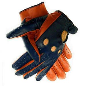 Caza Hawkz DR-8 cuero de vaca de alta calidad transpirable dedo completo cierre de botón guantes de conductor guantes deportivos Unisex - Product Image 2