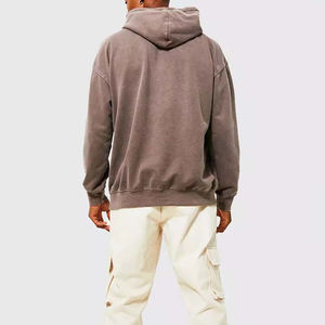 Sweat à capuche délavé pour homme, pull en molleton personnalisé, streetwear tendance, vente en gros, prix d'usine - Product Image 3
