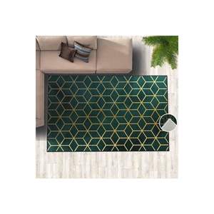 Alfombra impresa en 3D de panal verde esmeralda de alta calidad, cuadrada Rectangular de poliéster hecha a mano para uso en el dormitorio para adolescentes - Product Image 3