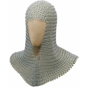 Auténtico Medieval Long Chainmail Hood Calidad Premium Full Coif Cosplay Recreación Aluminio Metal Armadura Precios al por mayor - Product Image 1