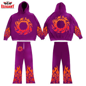 Survêtement empilé pour hommes, qualité supérieure, vente de vêtements d'extérieur, logo personnalisé imprimé, style évasé respirant, survêtement élégant pour le sport - Product Image 2