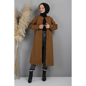 Gabardina Casual Vintage para Mujer, con Botones y Cinturón, Impermeable, Tejido de Punto, Relleno de Algodón, Decoración Estampada, Suave, para Otoño e Invierno - Product Image 4