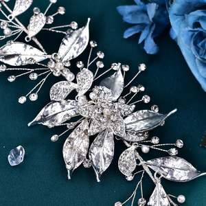 Bridella BHP299-S Silver Rhinestone Bridal <b>Headband</b> with Elegant <b>Pearl</b> and Crystal Comfortable Fit for Weddings & Formal Events - Product Image 5