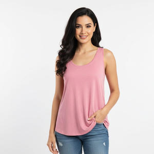 Débardeur en jersey pour femmes, fournisseur d'usine OEM, vente en gros, fabrication sur mesure, sans manches, coton, décontracté, mode estivale, gym, yoga, quotidien, devant - Product Image 1