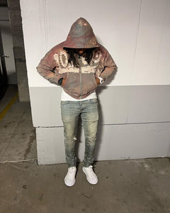 Meilleure vente Pull à capuche pour homme brodé sur mesure Poids lourd en détresse Design français 100% coton respirant fabriqué en usine - Product Image 4