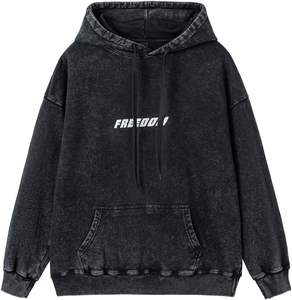 Nouveaux hommes dos Desgin à la mode unisexe lavage à l'acide à capuche goutte épaule Style Vintage surdimensionné sweat à capuche - Product Image 1