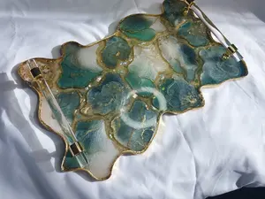 Bandeja de servicio de resina de Venta caliente con asa Bandeja de desayuno decorativa Bandejas de servicio de resina epoxi a un precio asequible - Product Image 4