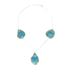 Turquoise Gemstone 925 Sterling Silver Necklace Trendy <b>Gold</b> Plated Fashionable Necklace for Wedding, Gift, Party, & Engagement - Product Image 1