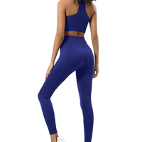 Conjunto de Leggings de Yoga Sólidos con Sujetador Deportivo de Moda para Mujer, Levanta Glúteos, Transpirable, Elástico en Cuatro Direcciones, Secado Rápido, Cintura Elástica