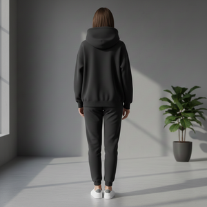 Sweat à capuche en polaire écologique pour femme, logo 3D personnalisé en relief, noir jet, streetwear minimaliste, pull de haute qualité, relief - Product Image 4