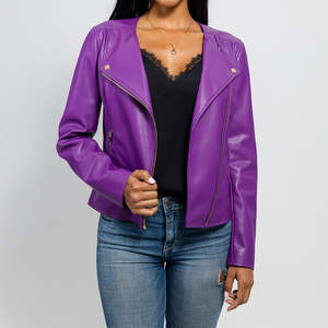 Chaqueta de Cuero para Mujer, Hecha a Medida, de Manga Larga, para Otoño/Invierno, Tejida, Transpirable, Totalmente Personalizable, Sólida, Genuina - Product Image 2