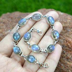 Labradorite 925 Sterling Silver Jewelry Adjustable <b>Bracelet</b> Natural Gemstone Handmade Silver <b>Bracelet</b> Gift - Product Image 1